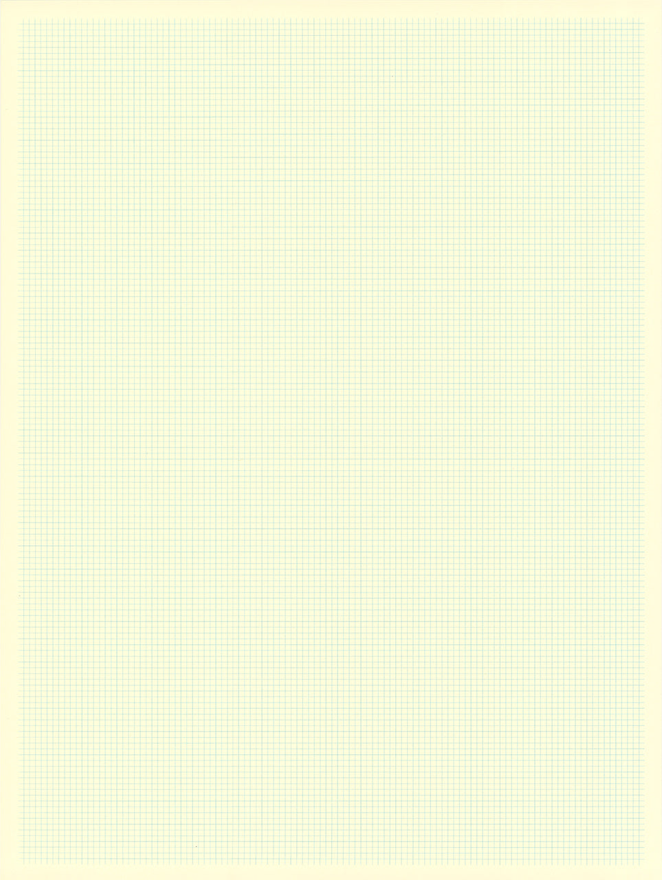 Screenprint of a fine pale blue square grid on cream paper