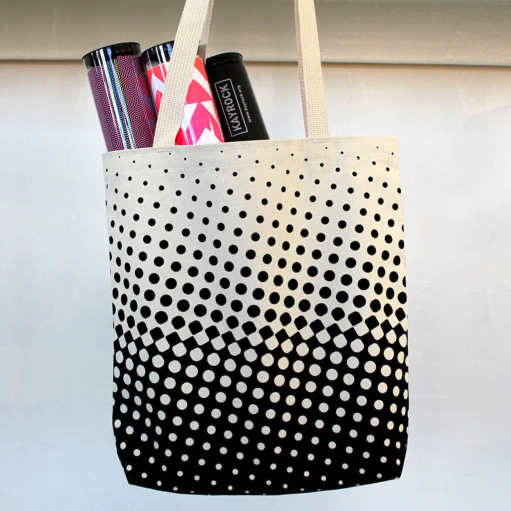 Tote Bag: Halftone White Handle