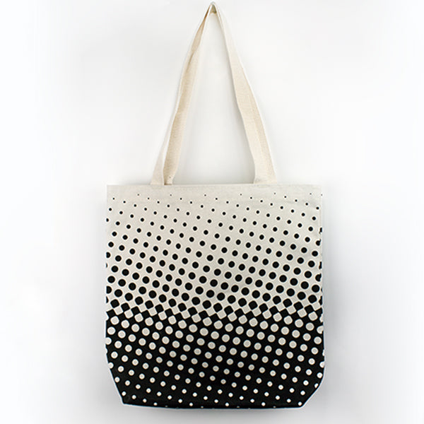Halftone White Handle Tote Bag