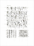 Gray graphite-toned screenprint of handwritten letters built into a geometric grid of angular arrow-like shapes